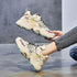 women Nevada Genuine Leather Chunky Sneakers Graffiti Fashion Platform Casual Shoes Ladies