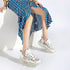 Women Nevada Sneaker Metallic Leather Shoe Height Increasing