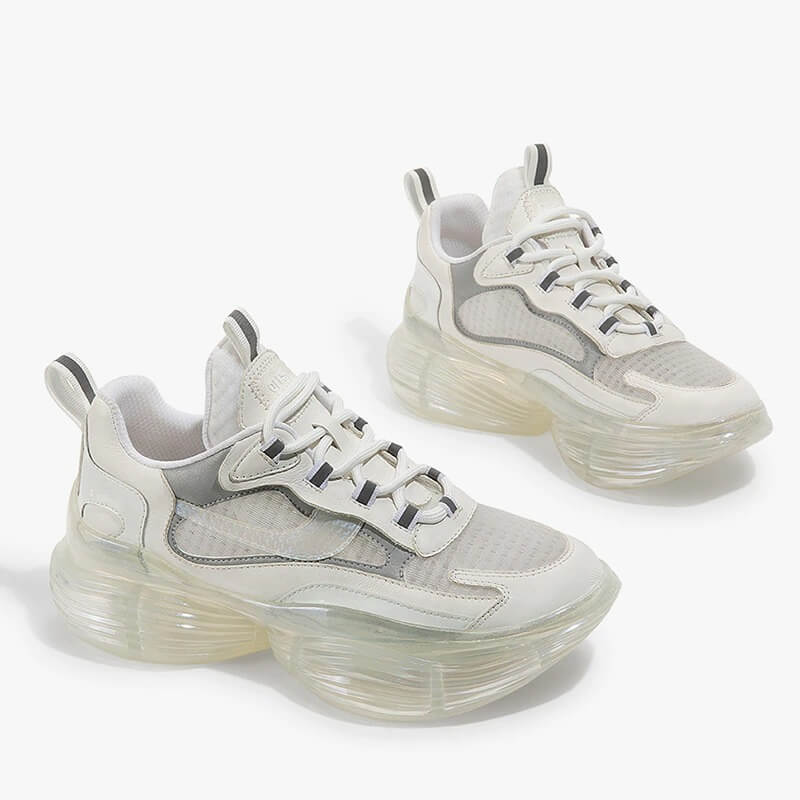 Women Nevada Sneaker Metallic Leather Shoe Height Increasing