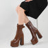 European Style High Heel Platform Boots Women Sexy Party Shoes Round Toe Buckle Autumn Winter Ankle Boots Women