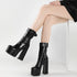 European Style High Heel Platform Boots Women Sexy Party Shoes Round Toe Buckle Autumn Winter Ankle Boots Women