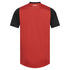 Back view of Bayer Leverkusen 2024 home jersey by Castore in red with black sleeves