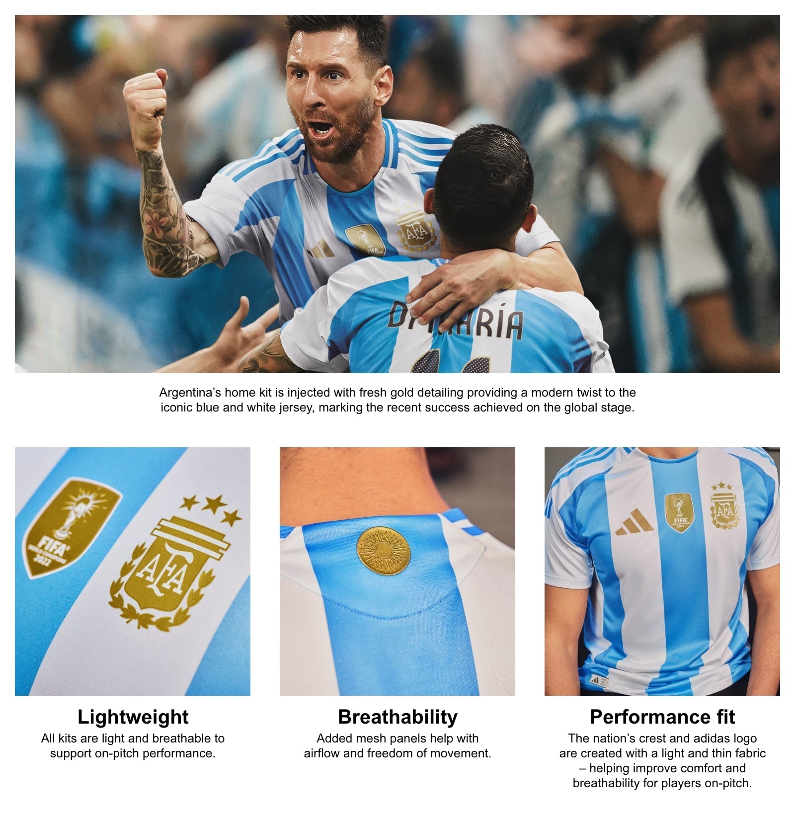 Argentina National Team adidas 2024 Home Authentic T-shirt - White