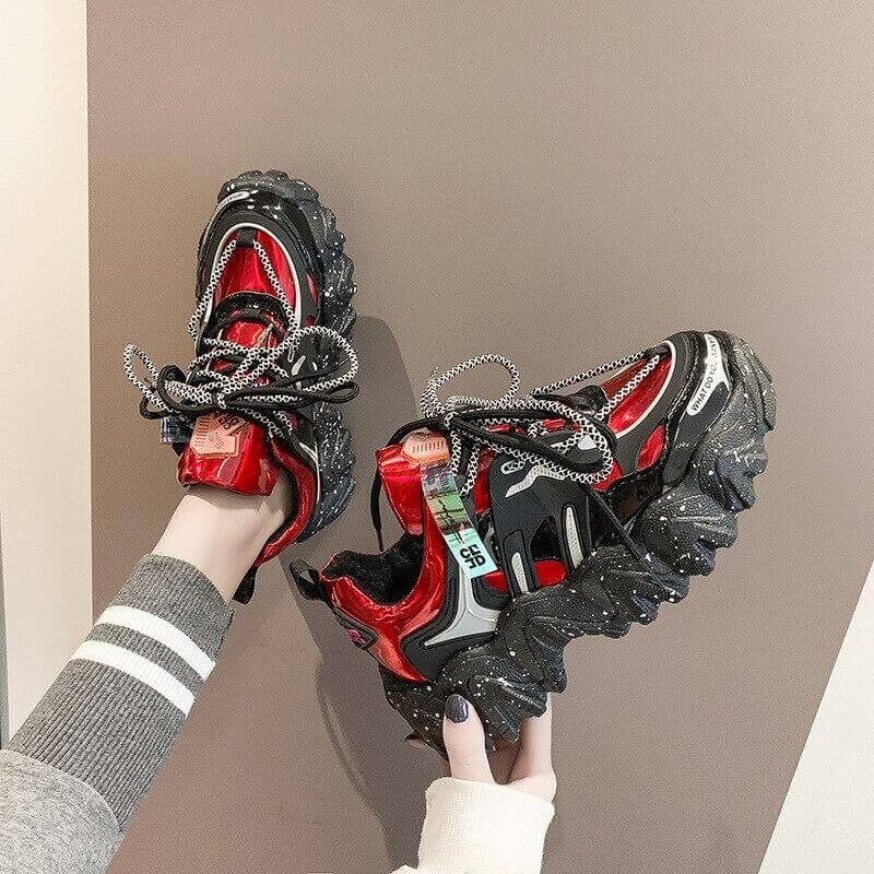 Reflective Women Sneakers Fashion Dad Shoes White Chunky Sneakers Platform Sneakers Womens Vulcanize Shoes Tenis Feminino 2020