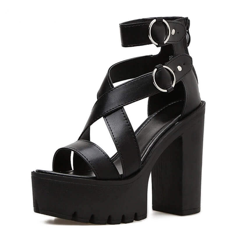 Fashion Solid Platform Women Sandals Summer Shoes Open Toe Rome Style High Heels Fashion Buckle Gladiator Shoes Woman