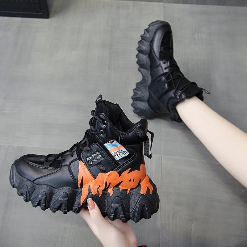 High Top Chunky Sneakers Women Designer Platform Shoes Female Basket Femme Sapatos Winter Thick Bottom Lady Trainers Women Shoes