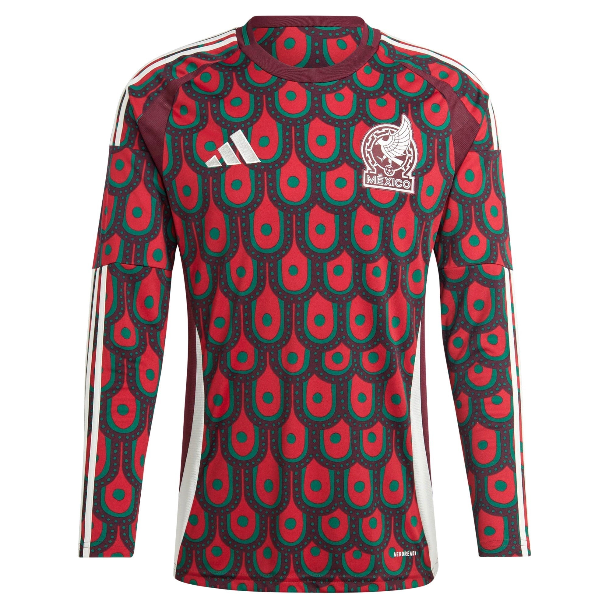 Mexico National Team adidas 2024 Home Long Sleeve Authentic T-shirt - Burgundy