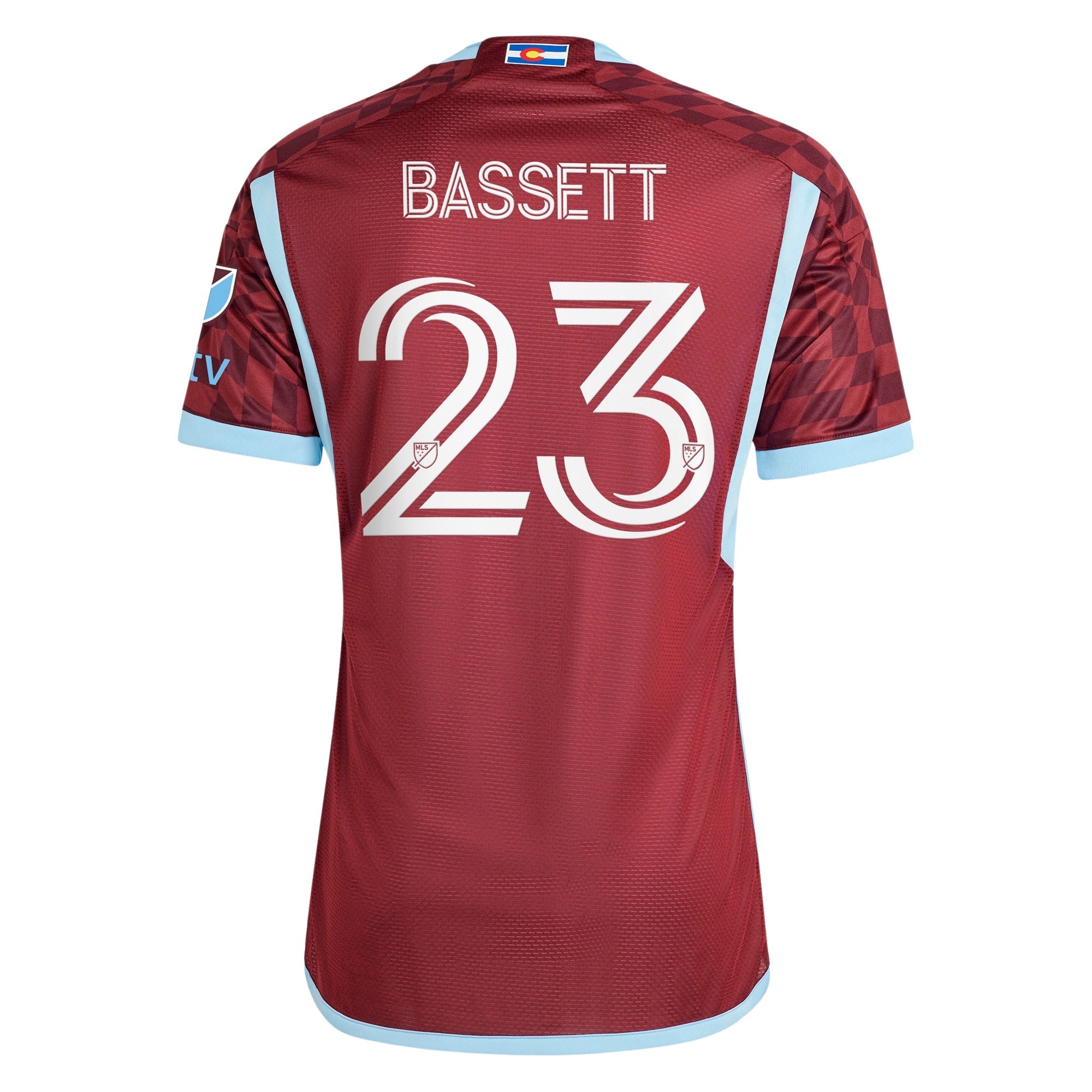 Cole Bassett Colorado Rapids adidas 2024 One Flag Kit Player Authentic T-shirt - Burgundy