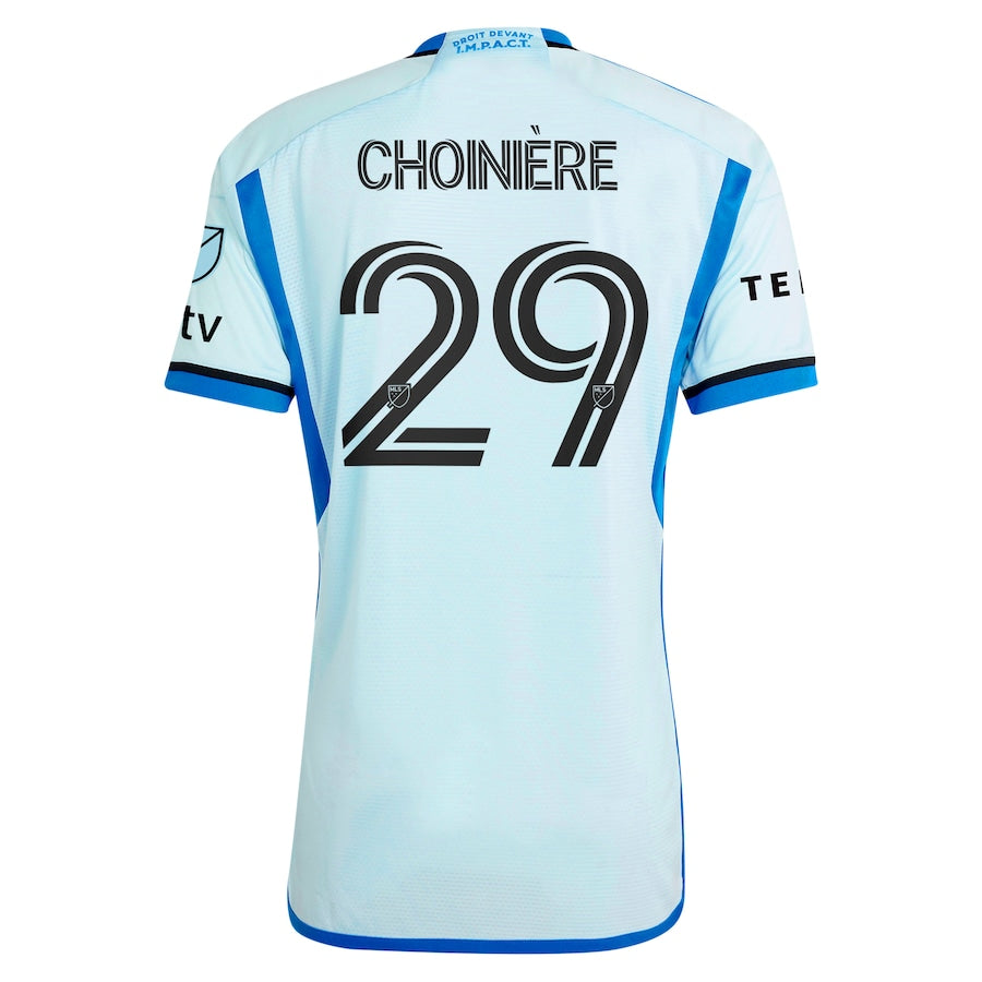 Mathieu Choinière CF Montreal adidas 2024 La Main  Player Authentic T-shirt – Light Blue