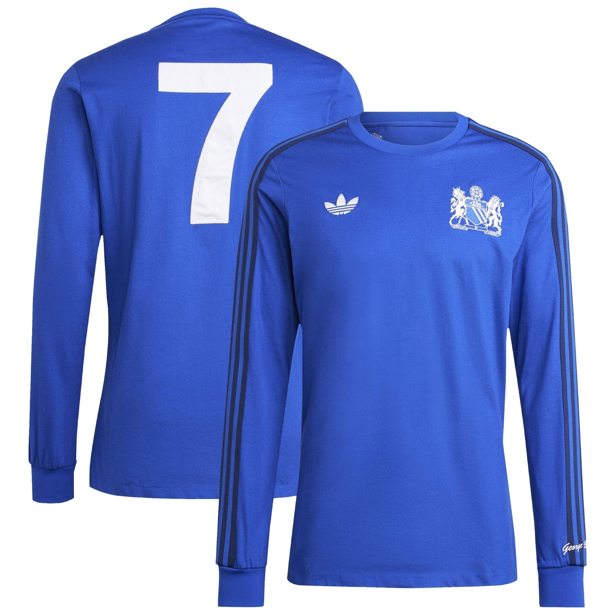 Manchester United x George Best adidas Originals Lifestyler Long Sleeve Authentic T-shirt - Blue