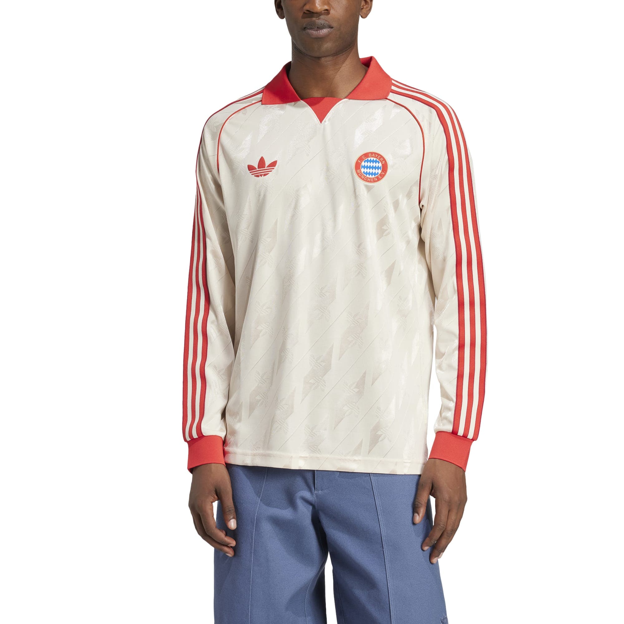 Bayern Munich adidas Originals Lifestyler Long Sleeve Authentic T-shirt - Cream