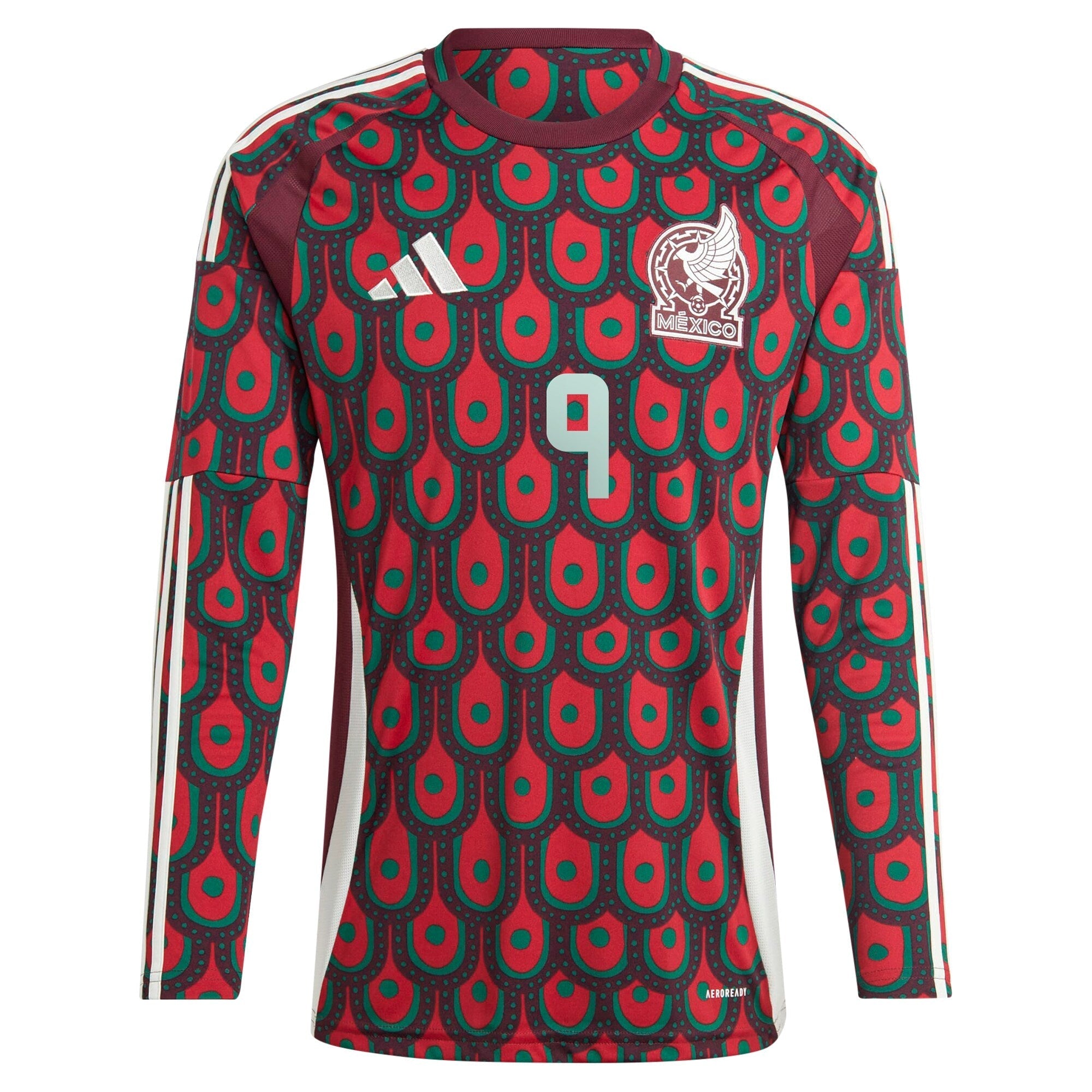 Raul Jimenez Mexico National Team adidas 2024 Home  Player Long Sleeve Authentic T-shirt - Burgundy
