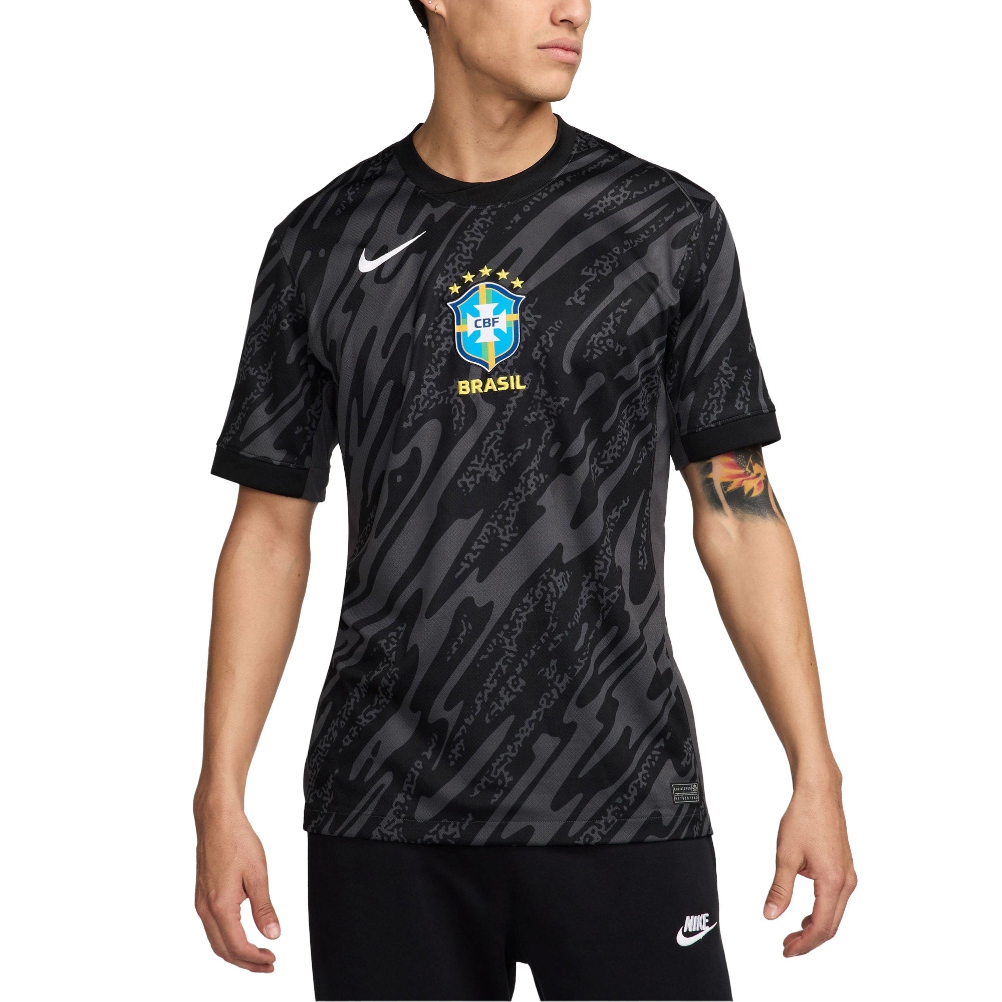 Brazil National Team Nike 2024 Goalkeeper Stadium Authentic T-shirt - Anthracite