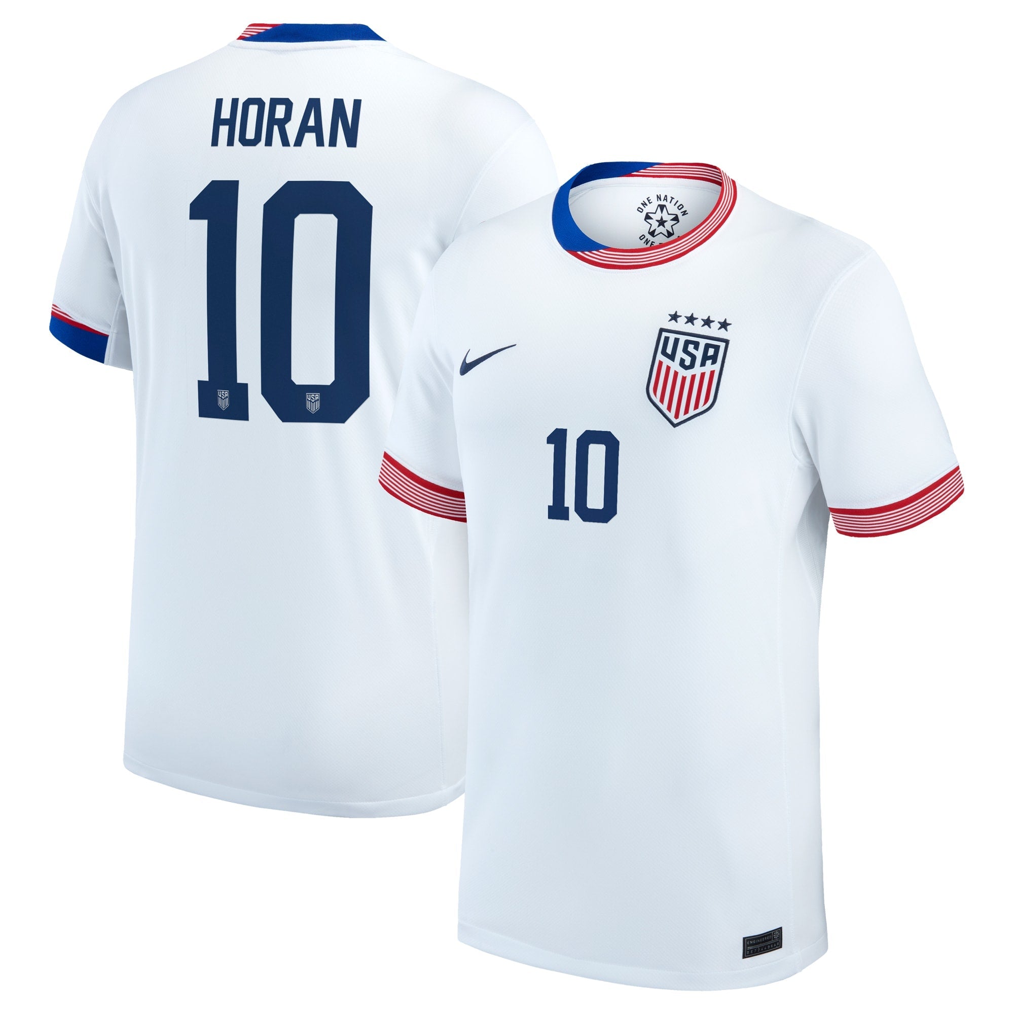 Lindsey Horan USWNT Nike 2024 Home Stadium Player Authentic T-shirt – White