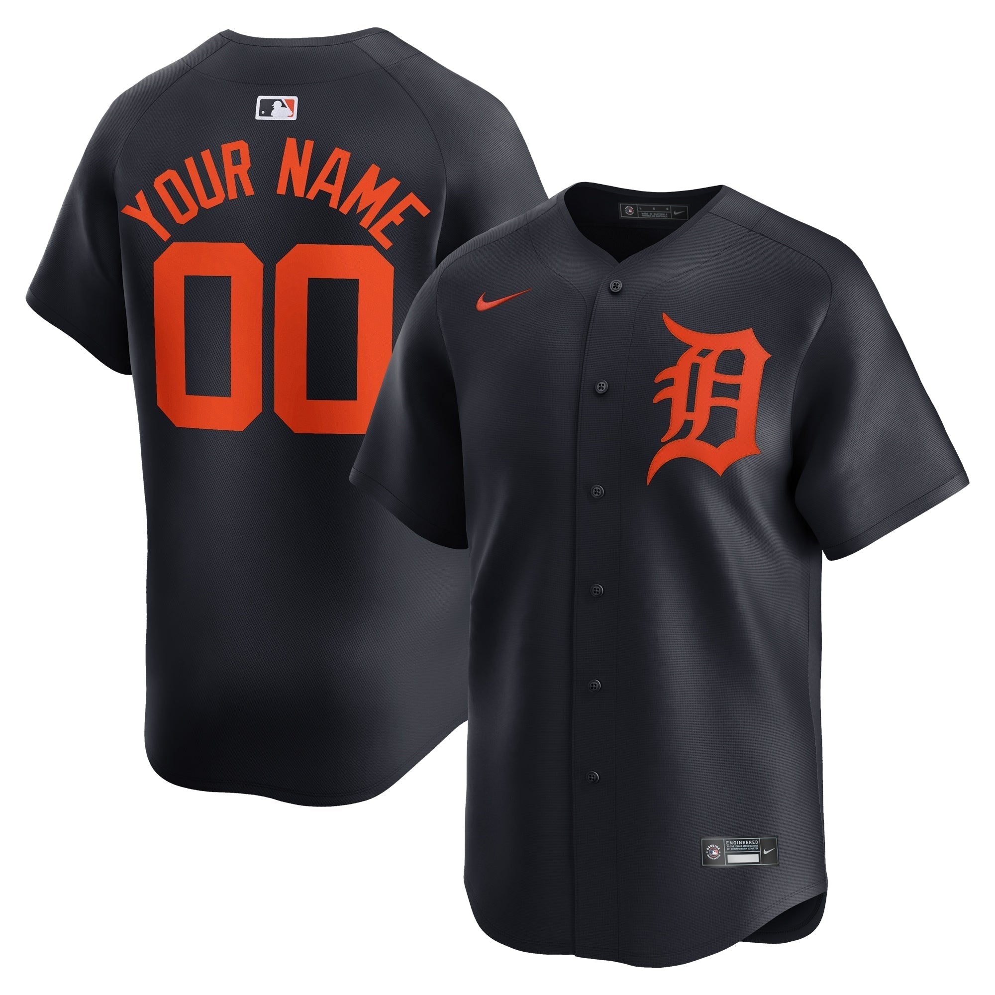 Detroit Tigers Nike Alternate Limited Custom Authentic T-shirt – Navy