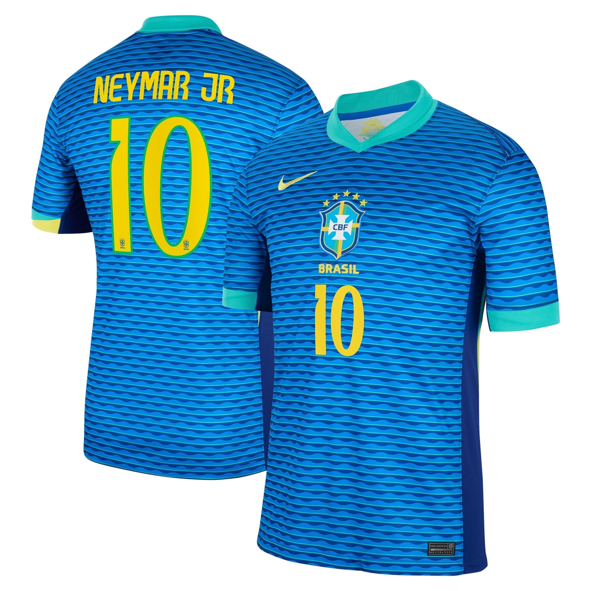 Neymar Jr. Brazil National Team Nike 2024 Away Stadium Player Authentic T-shirt – Blue