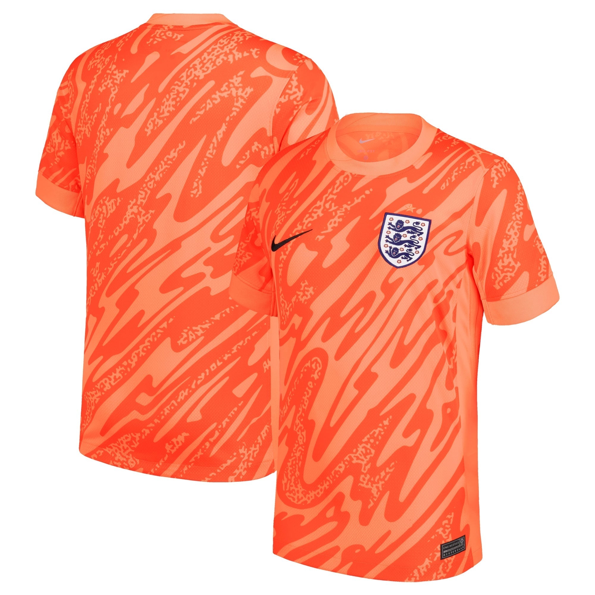 England National Team Nike 2024 Goalkeeper Stadium Authentic T-shirt - Orange
