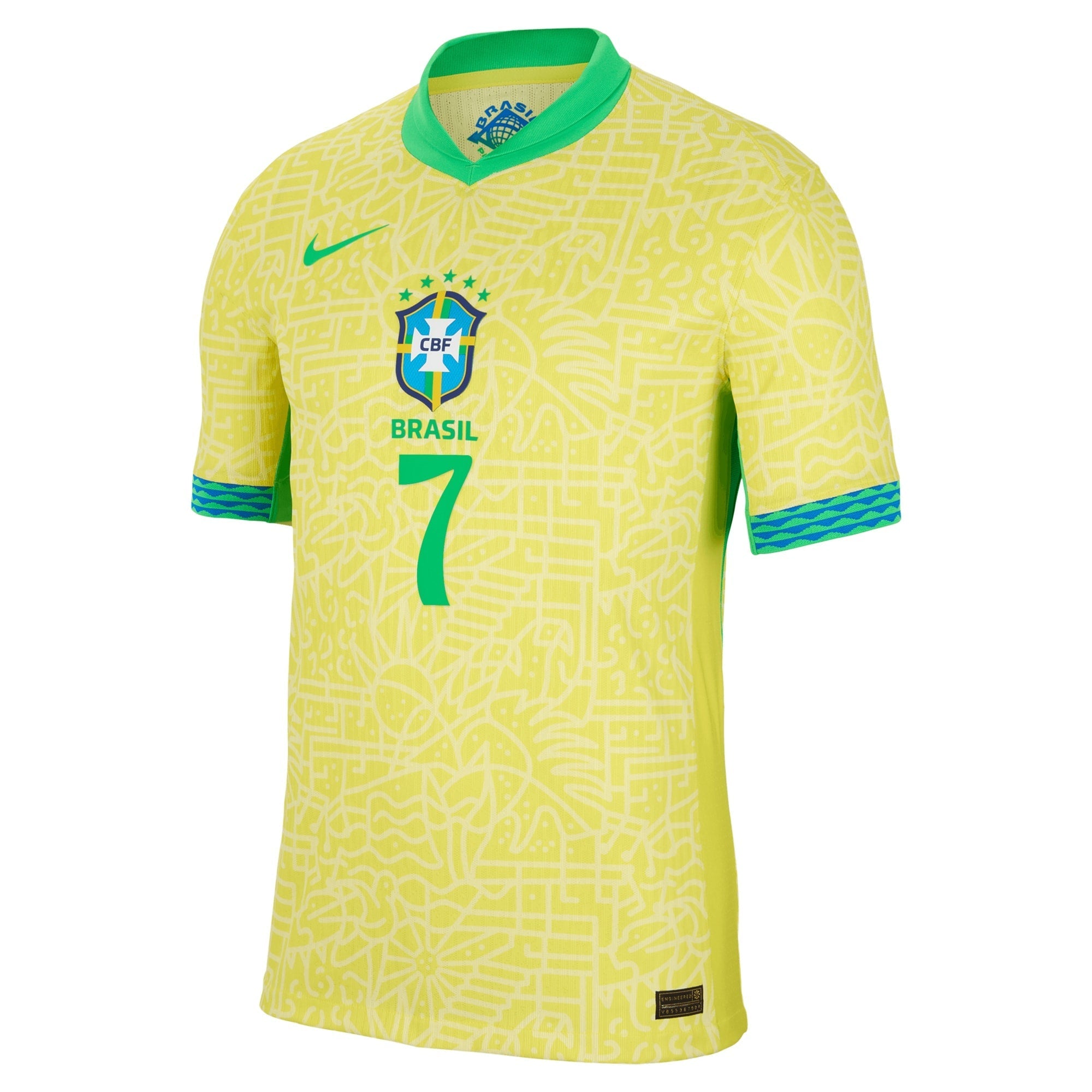 Vini Jr. Brazil National Team Nike 2024 Home Authentic T-shirt - Yellow
