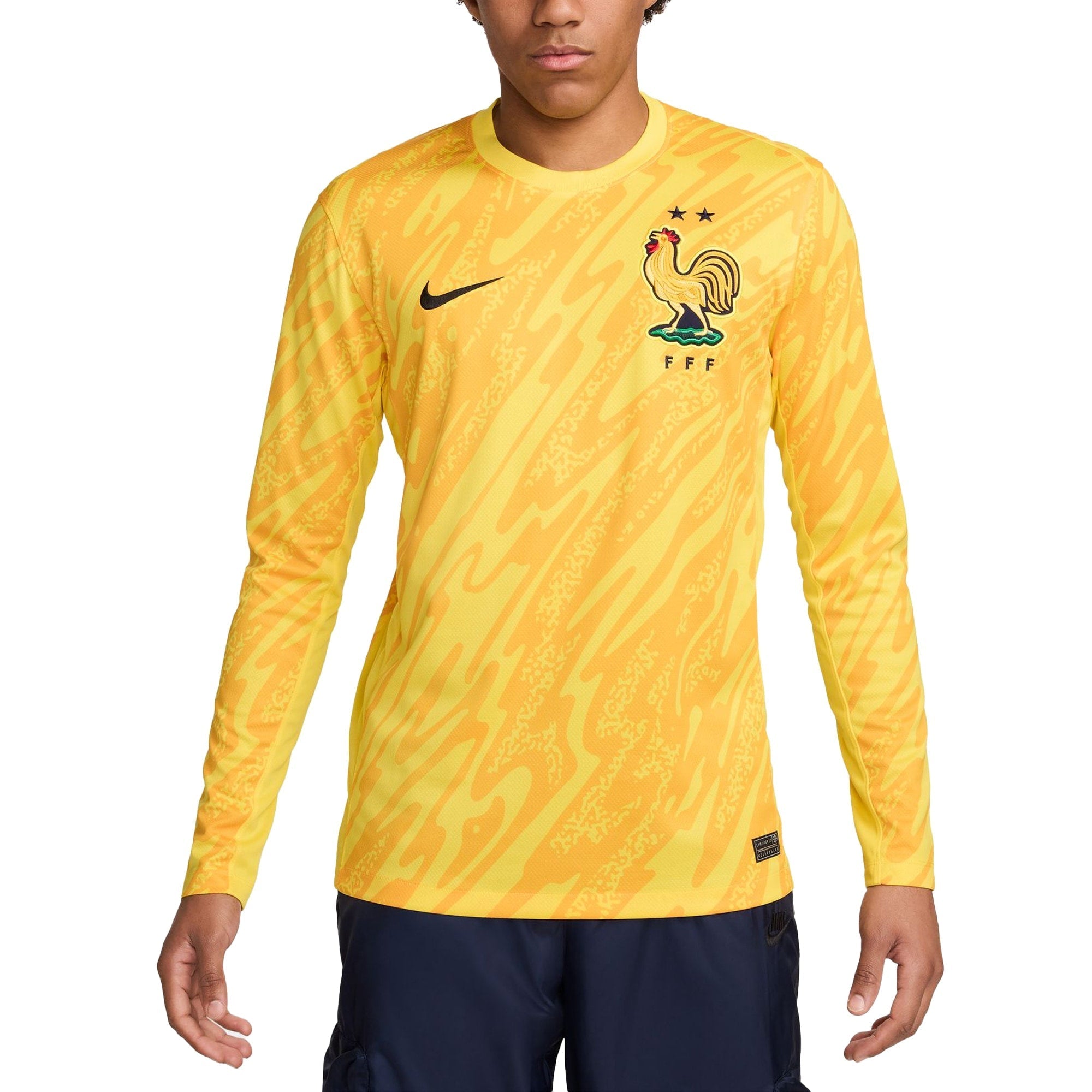 France National Team Nike 2024 Goalkeeper Stadium Long Sleeve Authentic T-shirt - Yellow