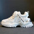 Hollow Summer Sneakers Women Fashion Casual Shoes Genuine Leather Platform Chunky Sneakers Ladies Lace-Up Women Shoes Wedges